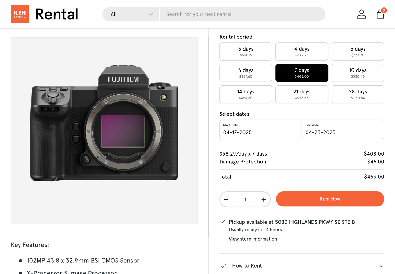 Camera rental